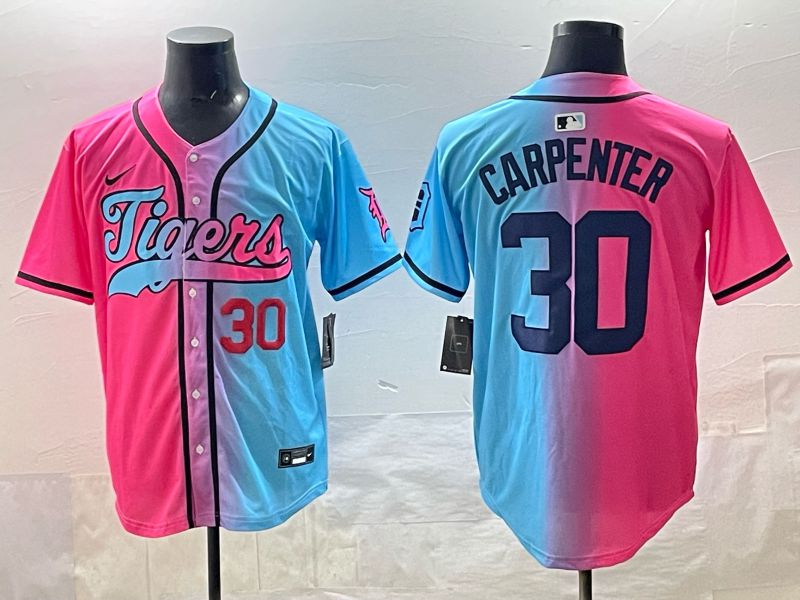 Men 2025 Detroit Tigers #30 Carpenter Blue pink Game Nike MLB Jersey style 05